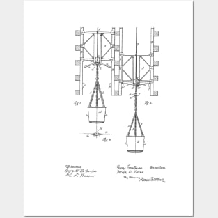 Sinking Mine Shaft Safety Device Vintage Patent Hand Drawing Posters and Art